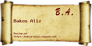 Bakos Aliz névjegykártya